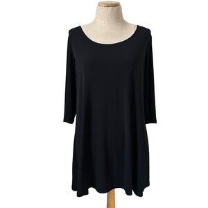 Clara Sunwoo Women's M Black Cold Shoulder Tunic Dress 3/4 Sleeve